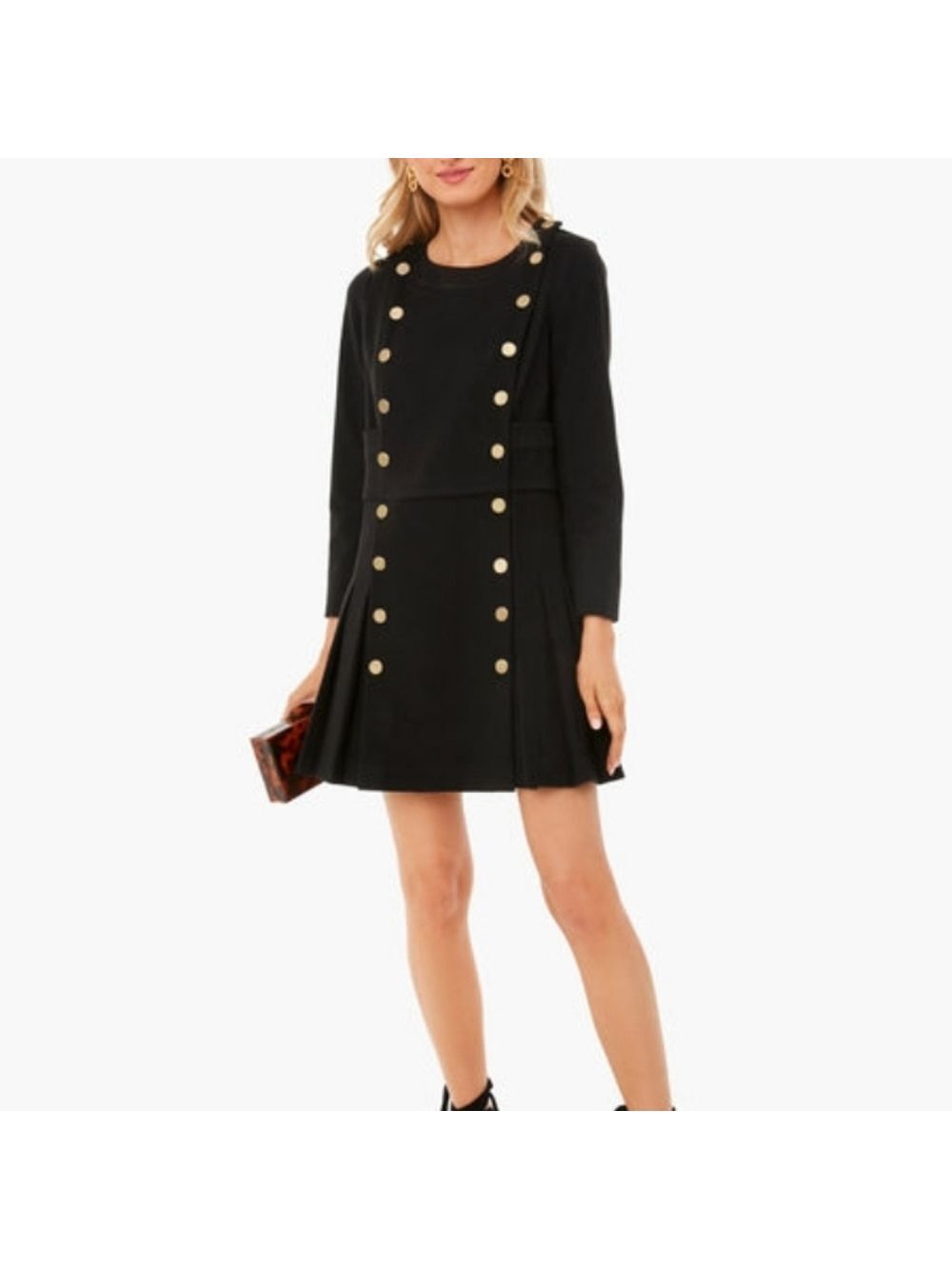 Tuckernuck Women's Whitney Dress In Black Velvet Gold Button Detail Size 3X